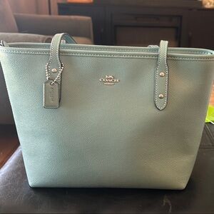 Coach Teal Leather Tote Bag
